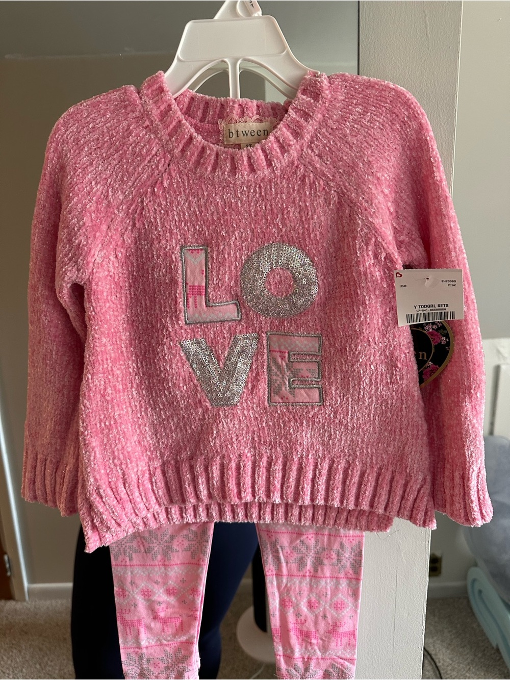 btween Pink Chenille Sweater with Sequin Accent